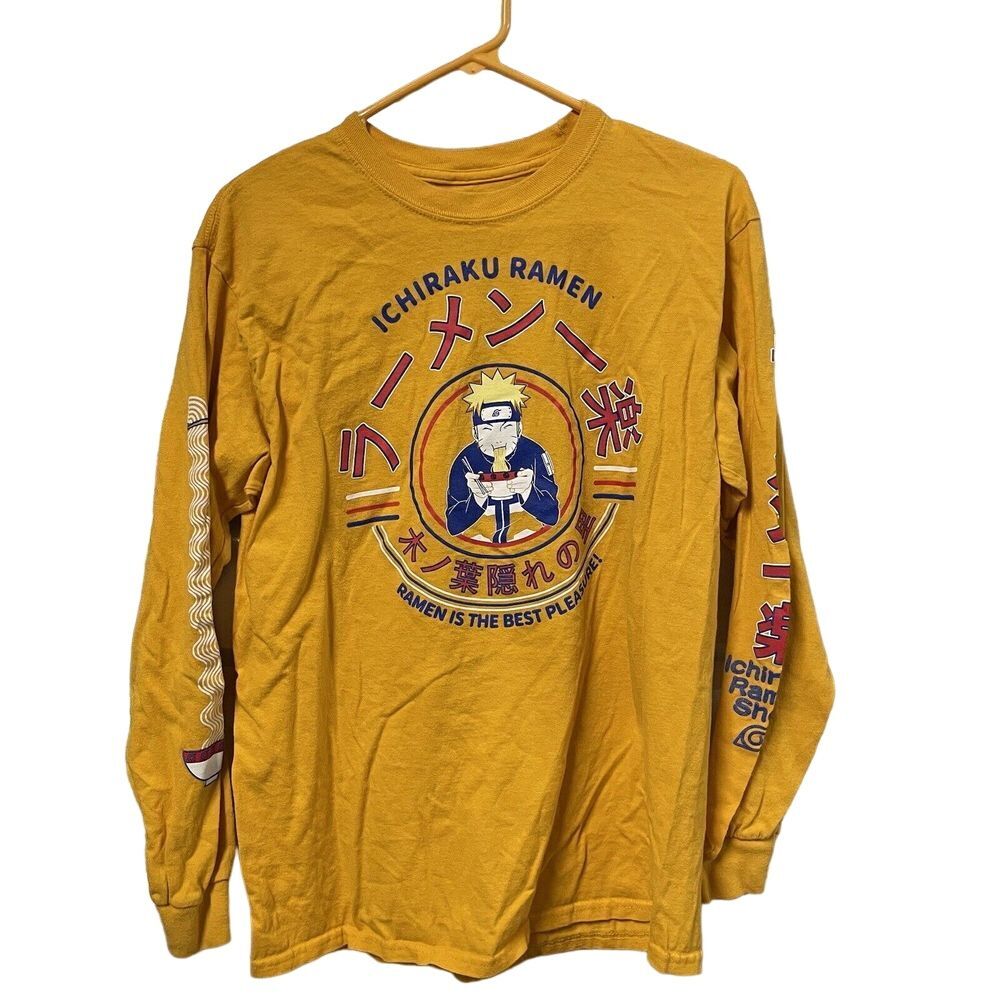 Naruto Shippuden Ichiraku Ramen T-shirt Size M Yellow Long Sleeve